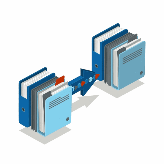 Illustration av data som förs över mellan två system